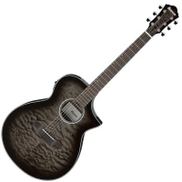Guitarra Electroacústica Ibanez Transparent Black AEWC16QA TKH